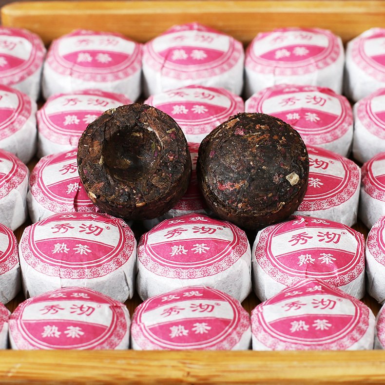 500g 중홍 매괴 보이차 숙차 화차조합수절화초차 소타차