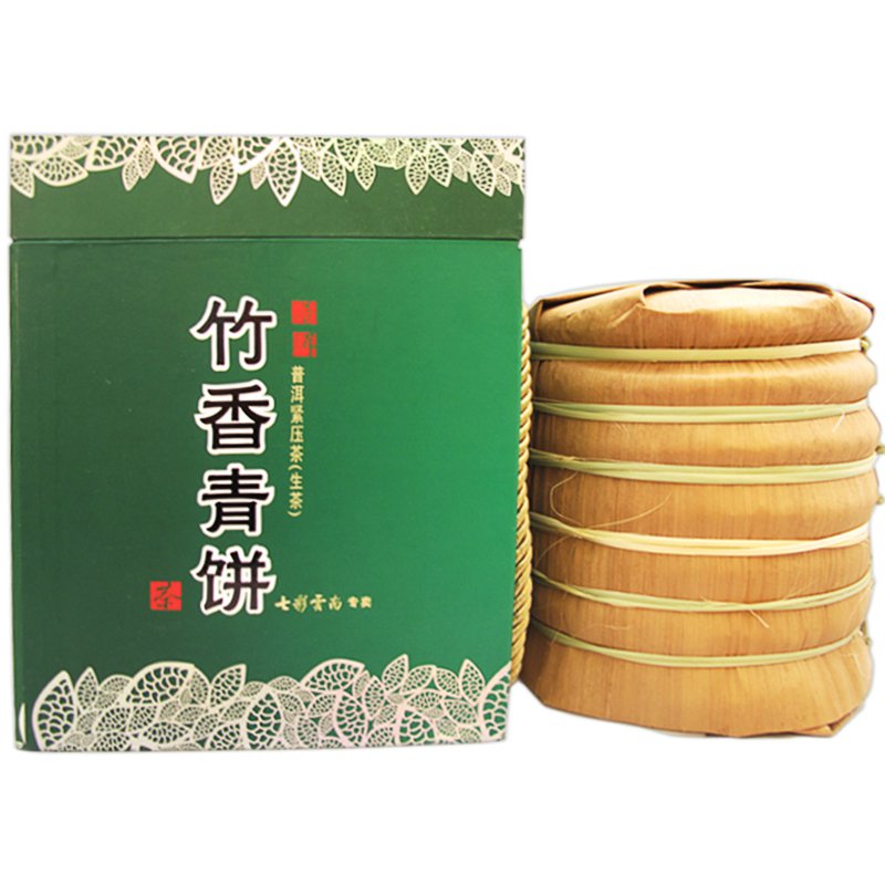 칠채 운남 경풍상 보이차 생 죽향청칠자병1400g송